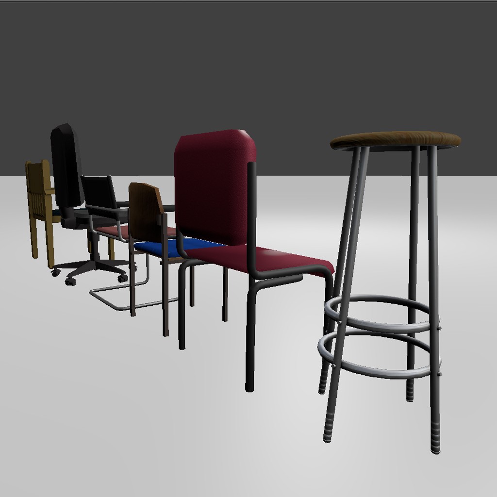 Low-Poly-Chair-Set preview image 4
